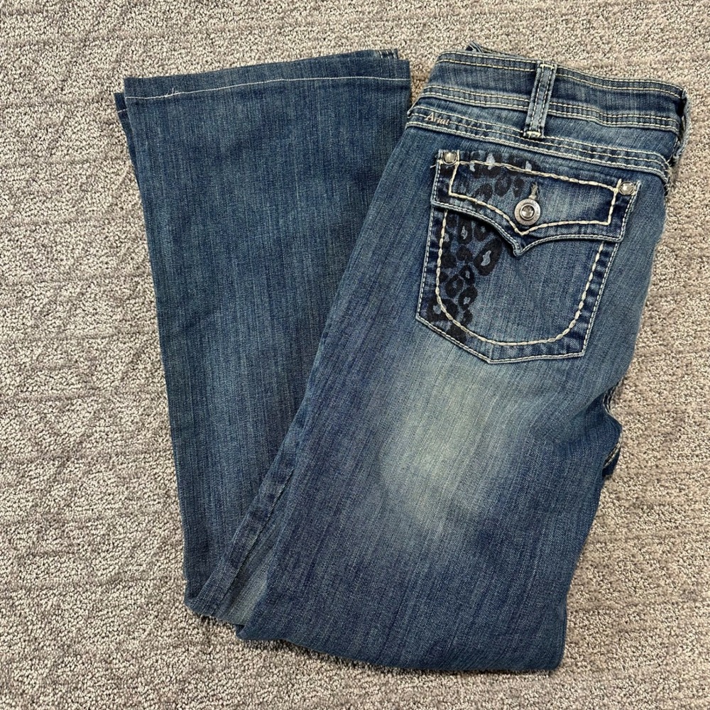 Ariat Ruby Womens Denim Jeans‎ Bootcut Leopard Pocket Embellished Blue 31R